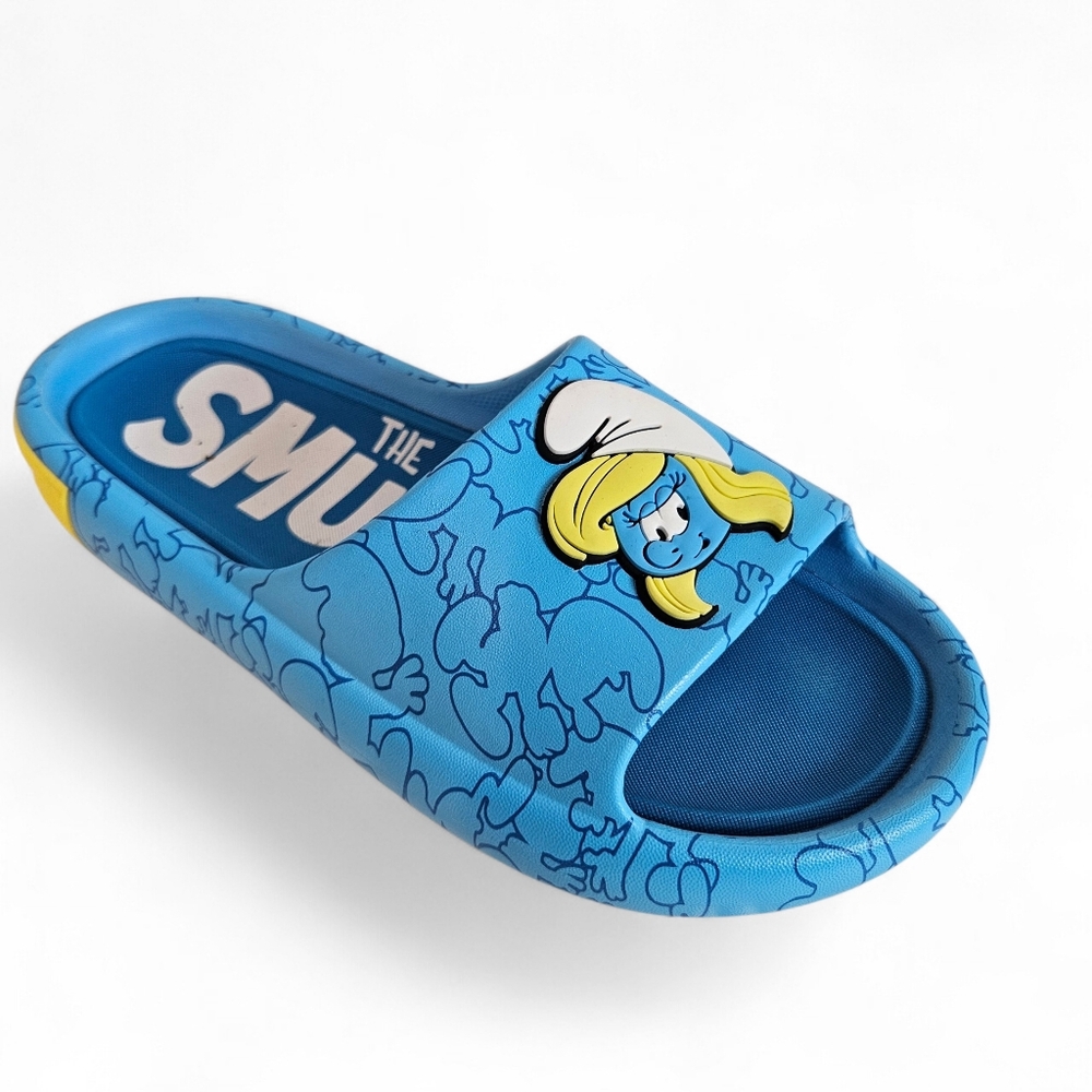 Smurfs Smurfette Slide Sandals Blue White Cushioned Comfort Women’s 9